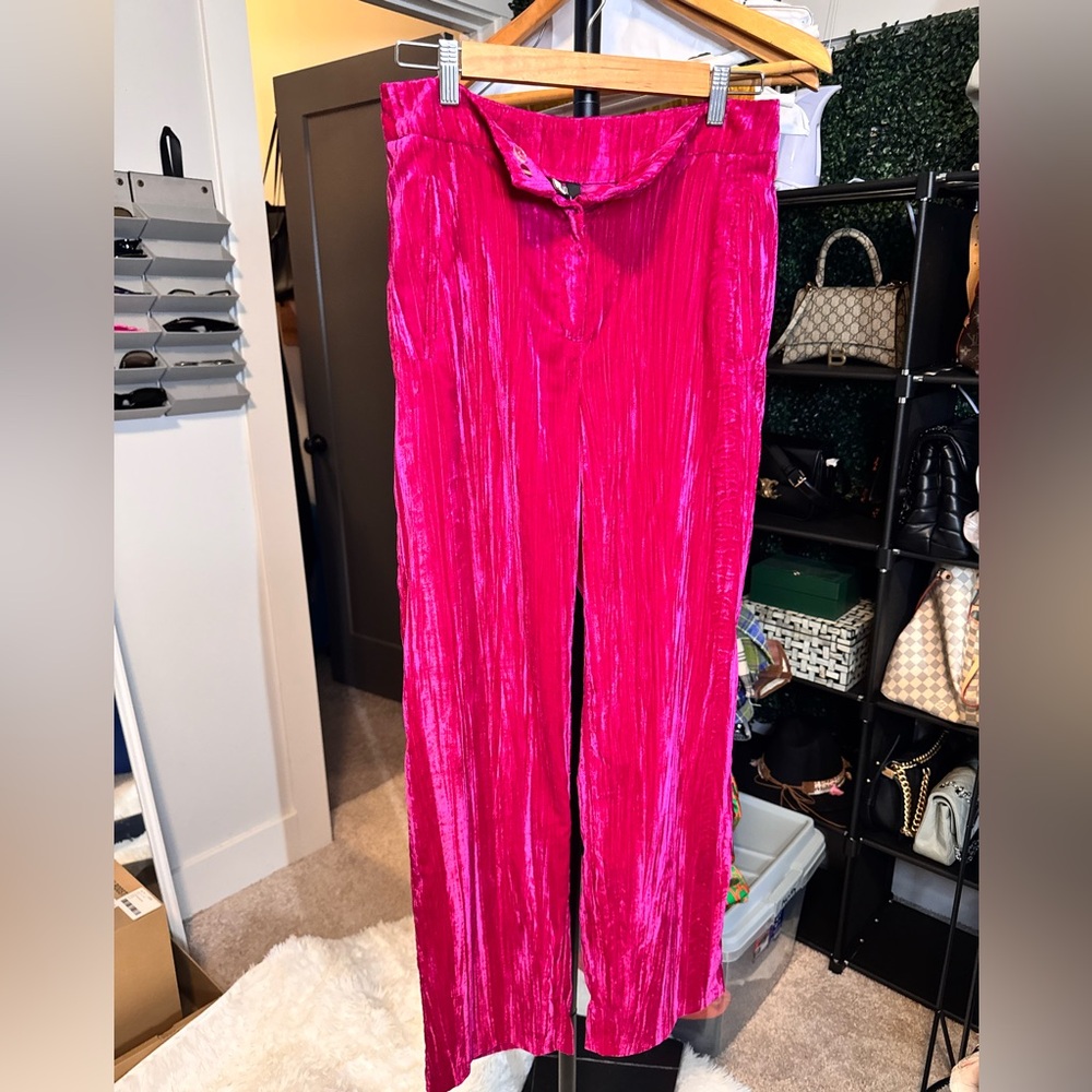 Topshop Fuchsia Crushed Velvet Pants
Size: US 6